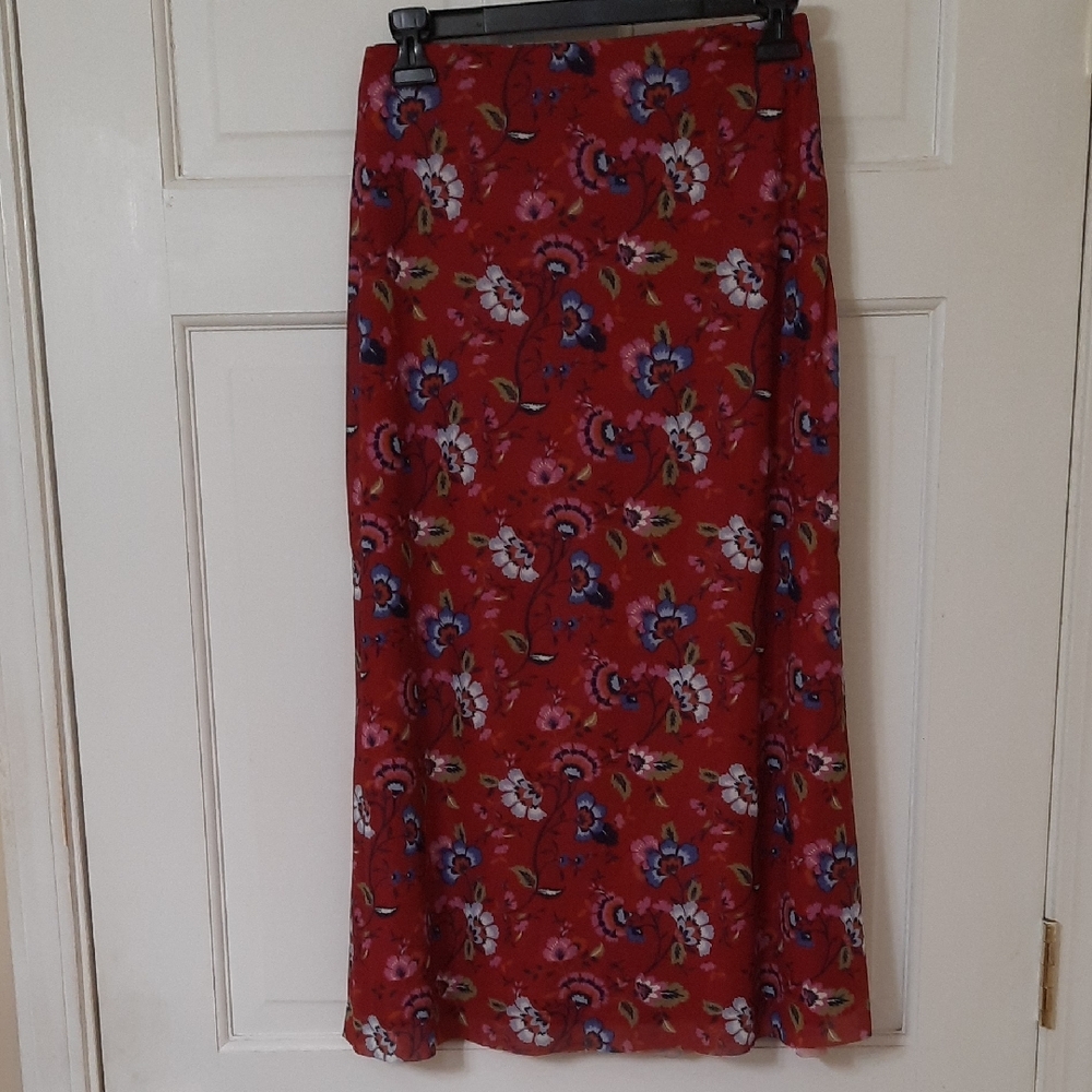 Chelsea & Violet Red Floral Maxi Skirt